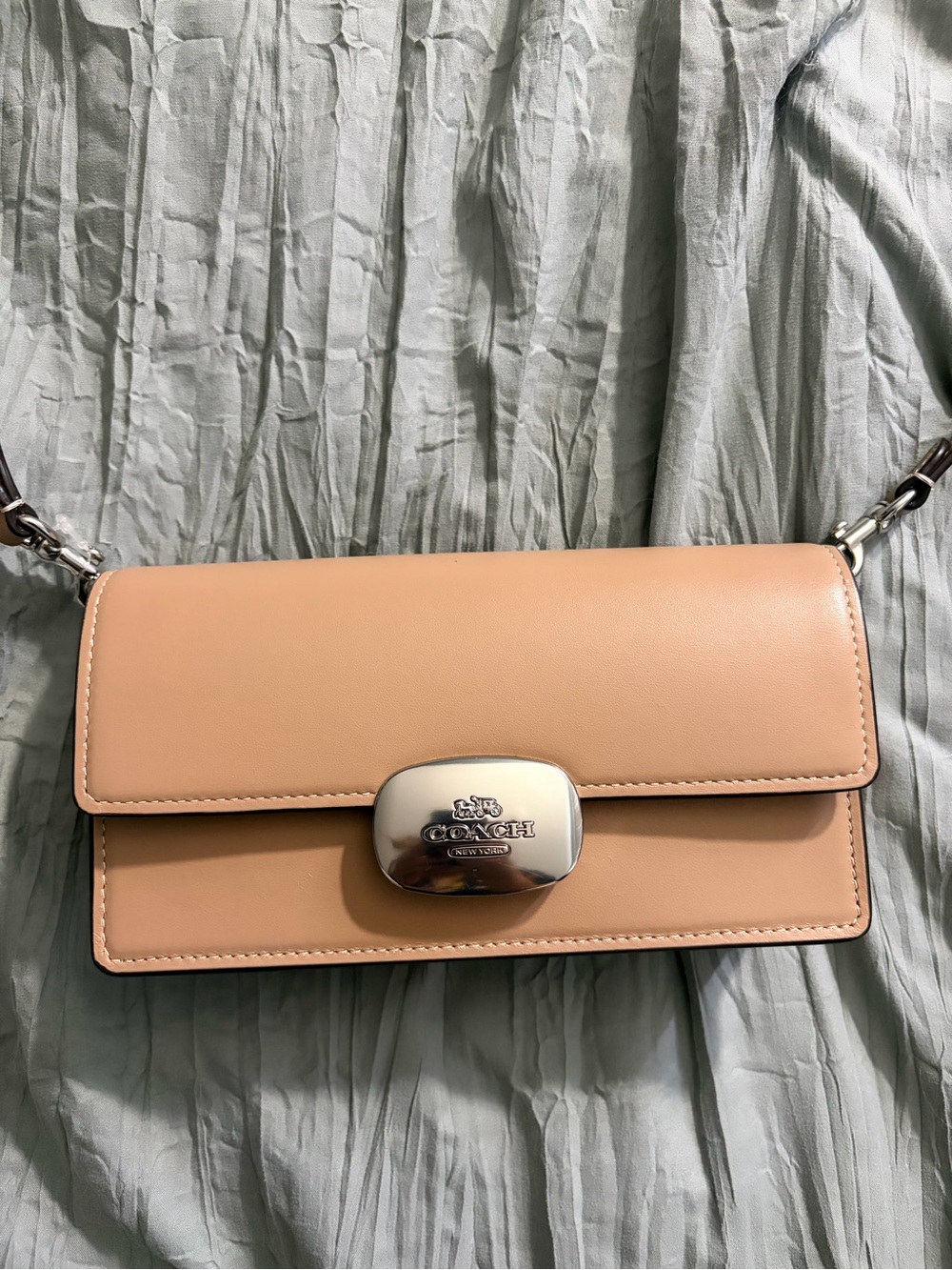 Coach Pebbled Leather Shoulder Bag in Nude
